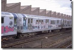 Every train was covered with graffitti